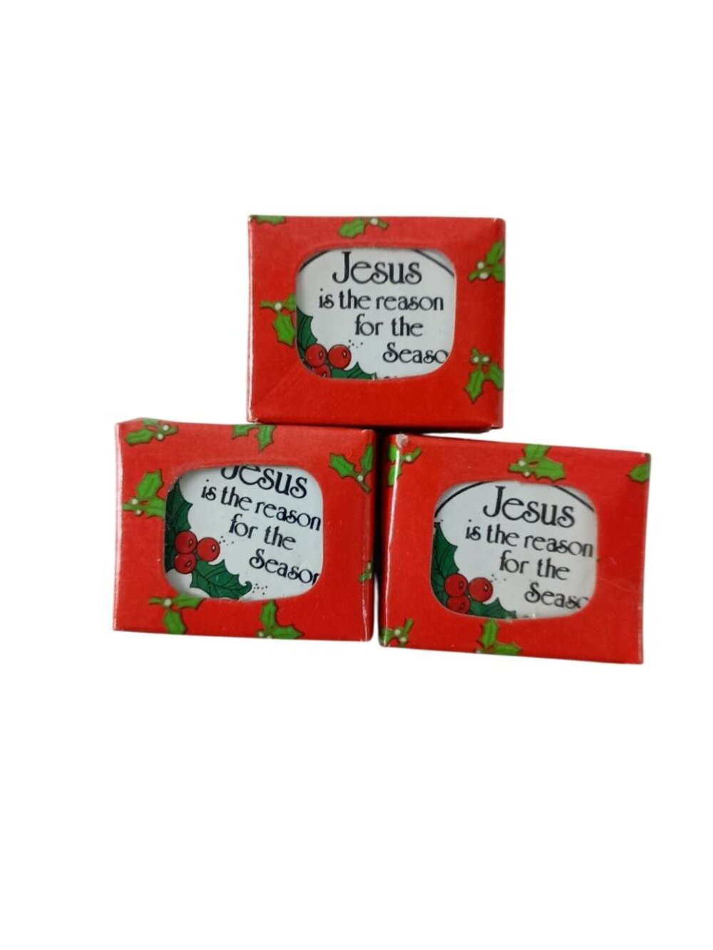 3 Jesus Is The Reason For The Season Pin White Holly Reeligious Christmas - Picture 2 of 4